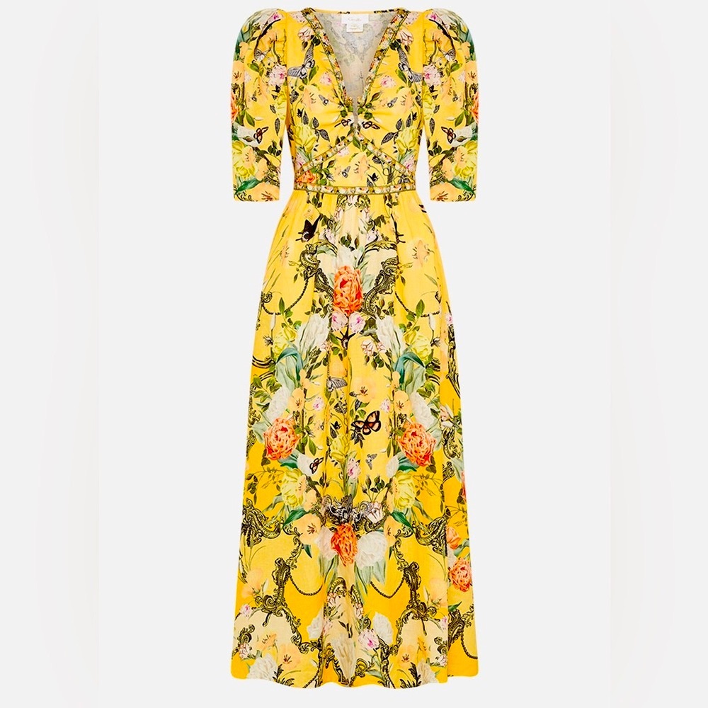 🩷SOLD🩷Camilla Puff Sleeve Long Dress With Hardware Paths Of Gold